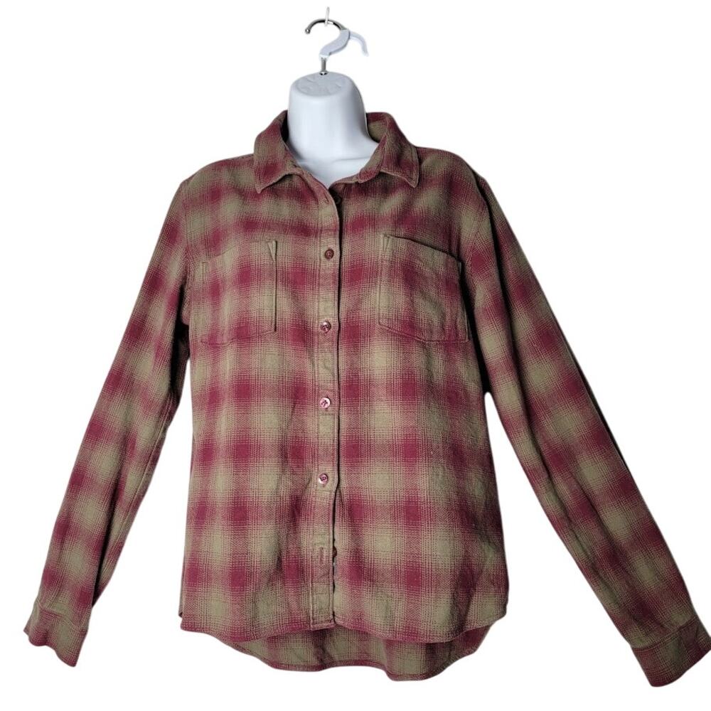 Mountain Khakis Stevie Flannel Shirt L Red‎ Green Plaid Classic Fit 100% Cotton
